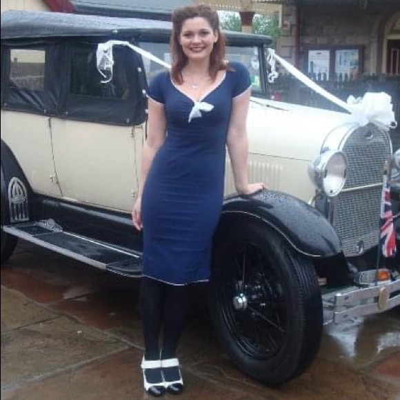 PinUp Couture Blue Sailor Pencil Dress - Picture 4 of 6